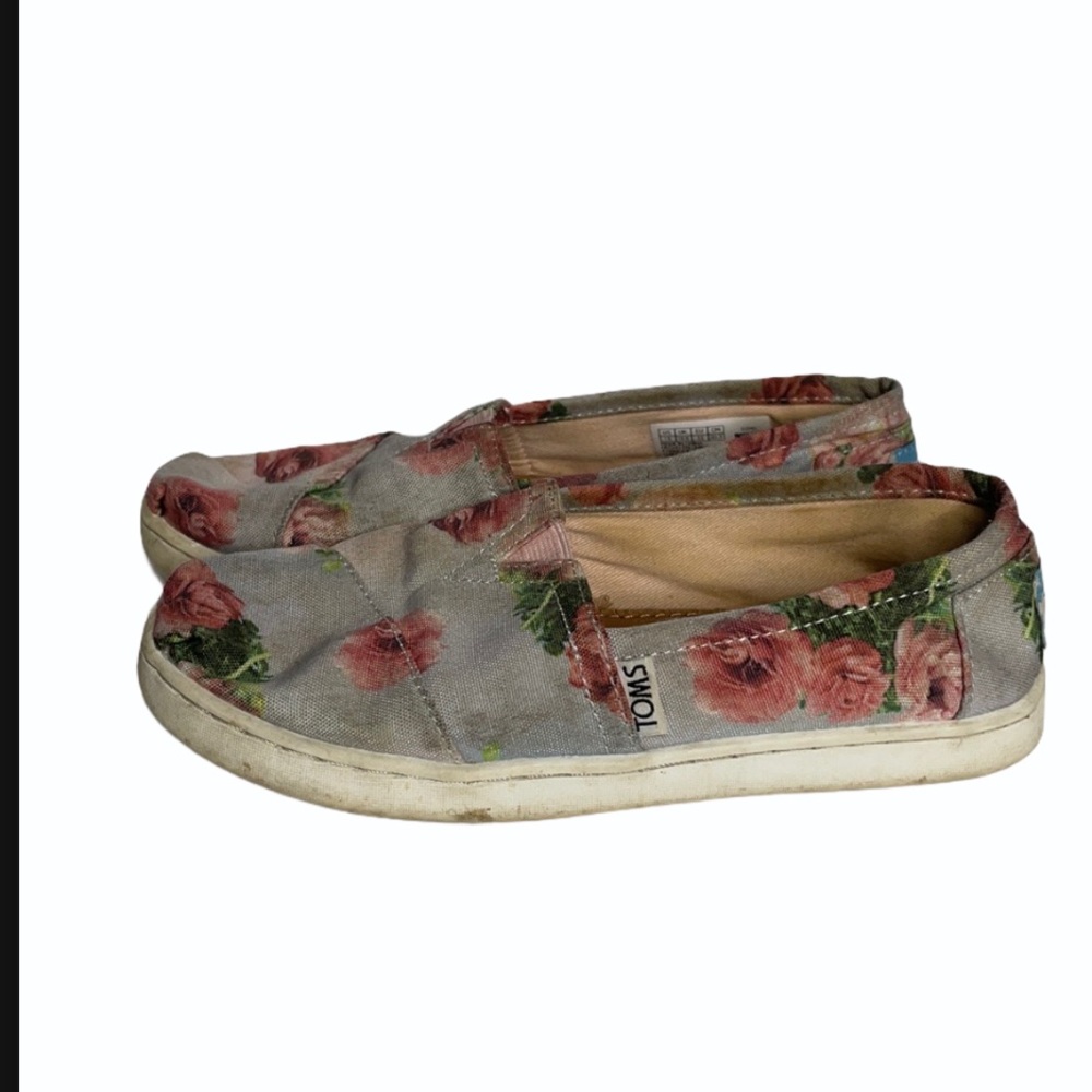 TOMS Alpargata Floral Print slip ons girls sz 1.5